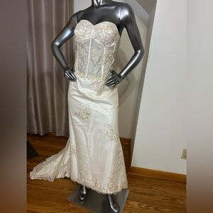 Elegant Strapless Lace gown size 18 petite.